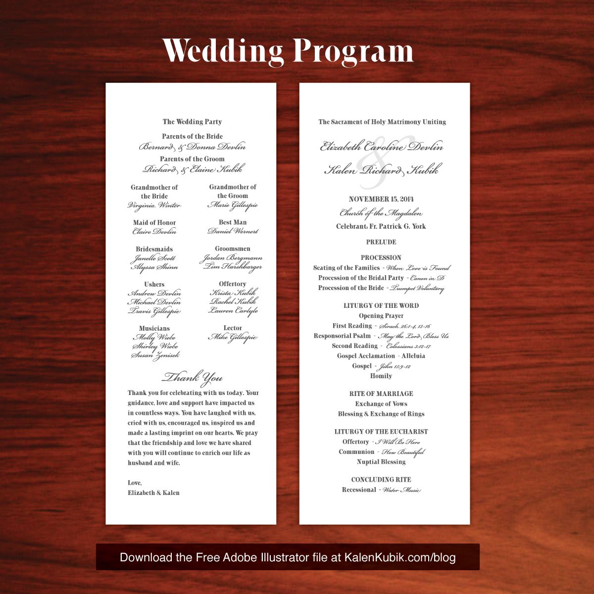 printable wedding ceremony samples